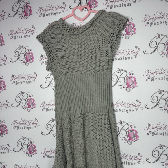 Dress cardigan grey knit crochet knitted buttons flowy waterfall comfy stretchy - Picture 10 of 16